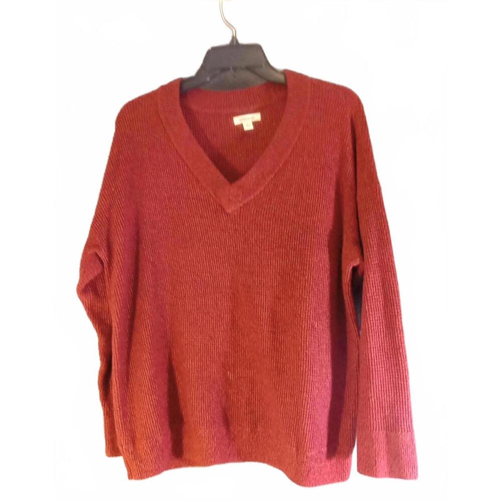 Goodthreads Sweater Womens Size XL Burnt Orange V Neck Durable Long Sleeves